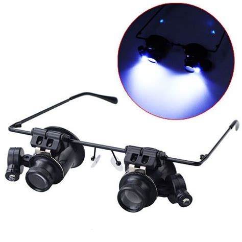 dual 20x magnifying eye glasses w led lights magnifier glass etsy