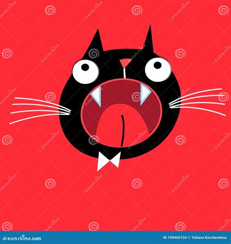 Bright Vector Portrait Of A Screaming Cat Stock Vector Illustration