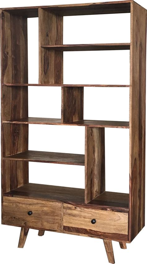 Stylish Two Tone Sheesham Wood Bookcase