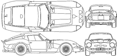 1962 Ferrari 250 Gto Coupe V5 Blueprints Free Outlines