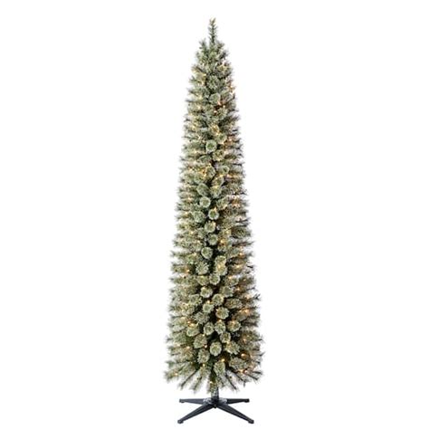 7ft Pre Lit Artificial Cashmere Pencil Christmas Tree Clear Lights By
