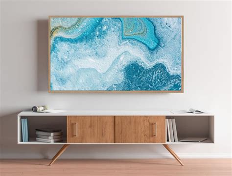 Samsung Frame Tv Art Abstract Digital Art Blue Oil Painting Etsy