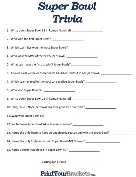 Super Bowl Trivia Questions And Answers Printable Printable Word Searches