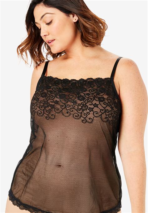 Sheer Lace Trim Camisole By Comfort Choice Jessica London