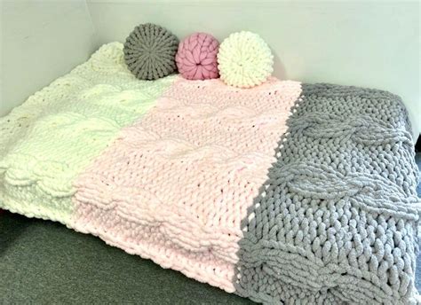 Chunky Knit Blanket Chenille Yarn Blanket Chunky Chenille Etsy
