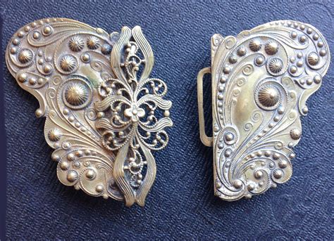 Antique Victorian 2 Piece Belt Buckle With Brass Filagree Etsy