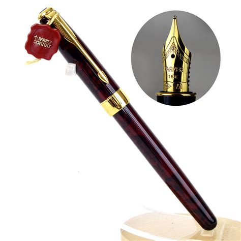 Buy Online Parker Sonnet Red Marbled Fountain Pen 18k Gold M Nib