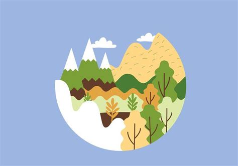 Circular Mountain Landscape Illustration Landscape Illustration