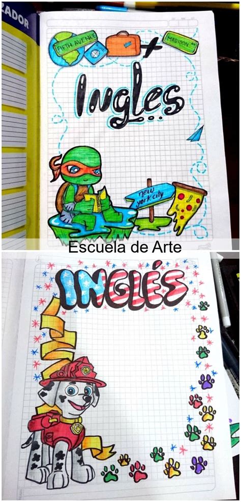 Portada Portadas De Cuadernos De Inglés Para Niños Con Tortugas Ninja