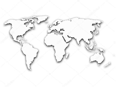 Mapa Del Mundo Con Sombra Sobre Fondo Blanco — Archivo Imágenes