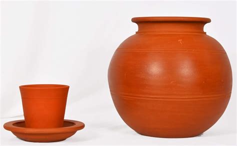 Amazon Com Village Decor Handmade Earthen Clay Water Pot With Lid And