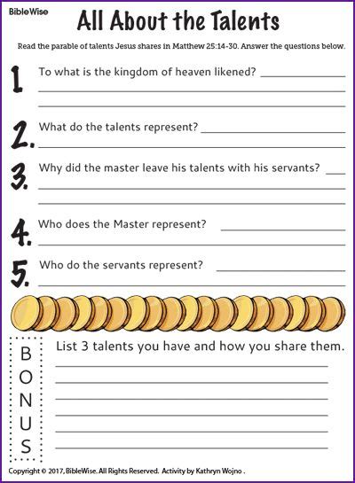 Script and video example included. Jesus Parable of the Talents (Q&A) - Kids Korner ...