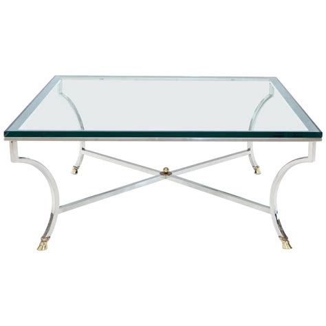 Brass And Thick Glass Square Top Coffee Table At 1stdibs