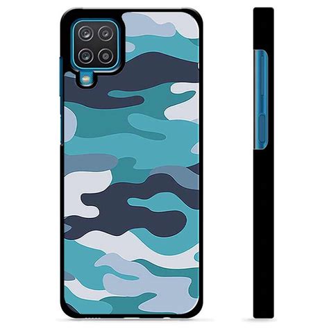 Samsung Galaxy A12 Protective Cover Blue Camouflage