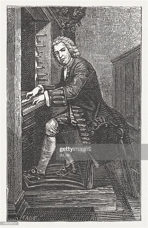 Johann Sebastian Bach Playing The Organ Wood Engraving Published 1881