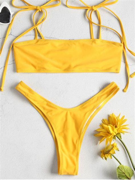 tie shoulders high leg bikini set rubber ducky yellow l high leg bikini bikinis bikini set