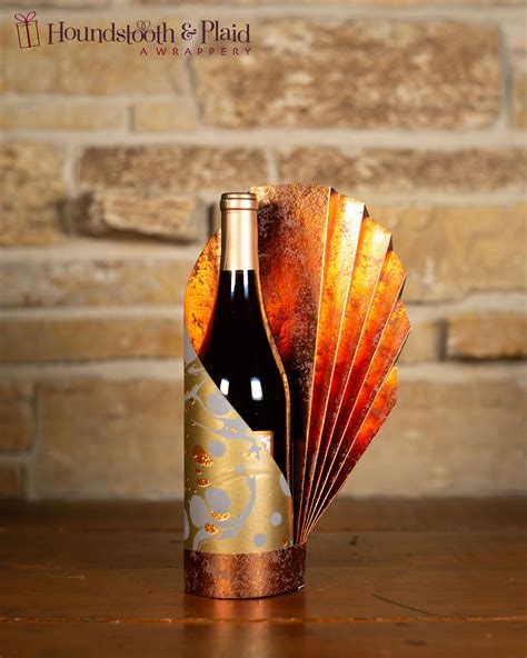 Custom Fan Wine Bottle Gift Wrapping Embellishment By Houndstooth