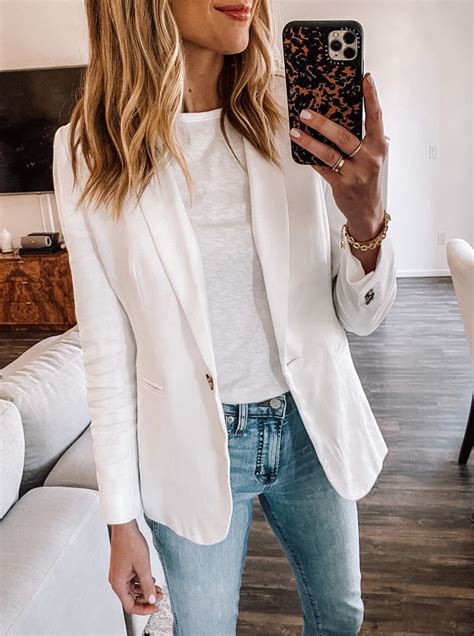 White Linen Blazer Fashion Jackson Blazer Outfits For Women Jacket