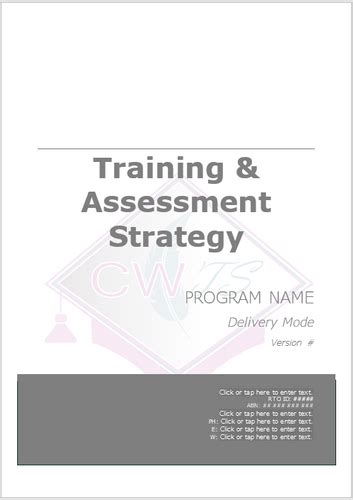 Training And Assessment Strategy Template Coast Wide Training