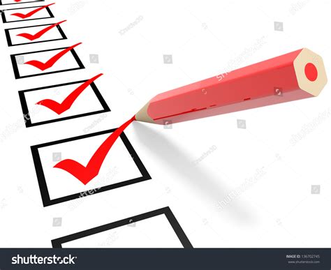 Check List Red Ticks Checkboxes Pencil Stock Illustration 136702745