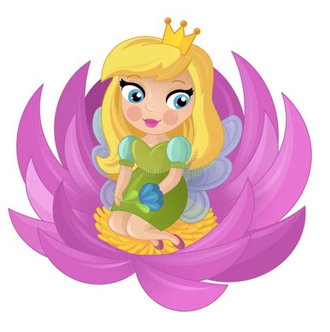 Cartoon Scene With Happy Elf Princess Illustration Stock Illustration