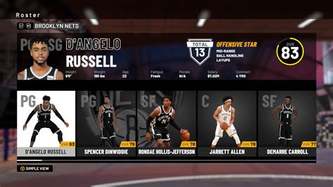 Nba 2k19 Brooklyn Nets Player Ratings And Roster