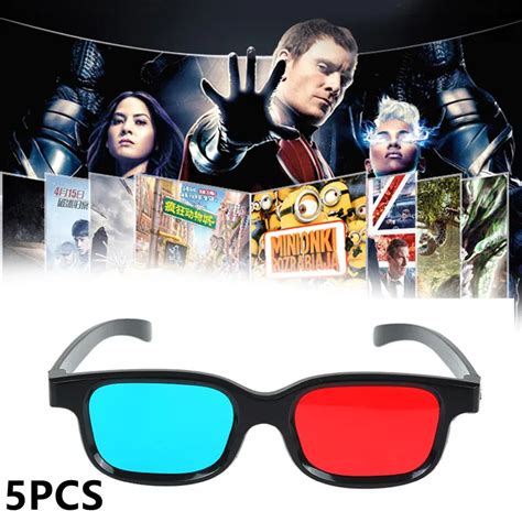 5pcs Universal 3d Plastic Glasses Oculos Red Blue Cyan 3d Glass