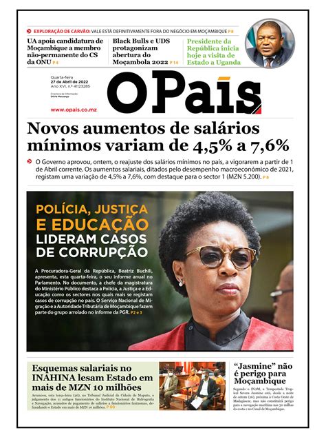 Capa Do Jornal Diário 27042022 O País A Verdade Como Notícia