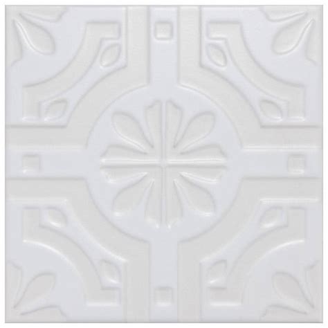 Merola Tile Triplex Real White 7 34 In X 7 34 In Ceramic Wall Tile