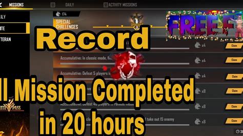 All Mission Completed In 20 Hours Elite Freefire Youtube