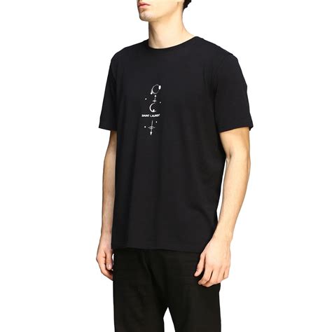 Saint Laurent Short Sleeved T Shirt With Mixed Print T Shirt Saint