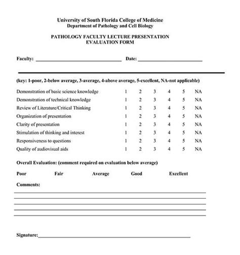28 Printable Formal Presentation Evaluation Form Temp