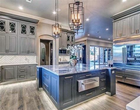 Rustic kitchen cabinets add a familiar, welcoming atmosphere to a modern house. Top 50 Best Grey Kitchen Ideas - Refined Interior Designs