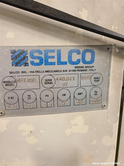 Used Selco Rear Load Panel Beam Saw Model Wnt