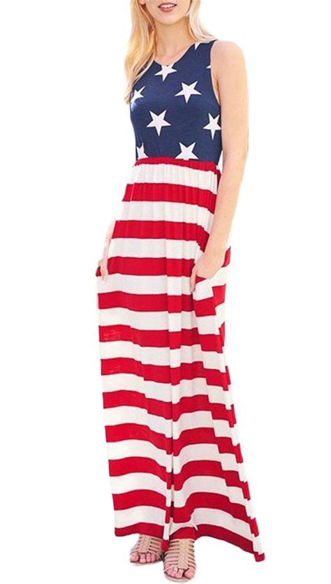 For G And Pl Womens American Flag July 4th Maxi Tank Dress Maxi Tank Dress Usa Dresses