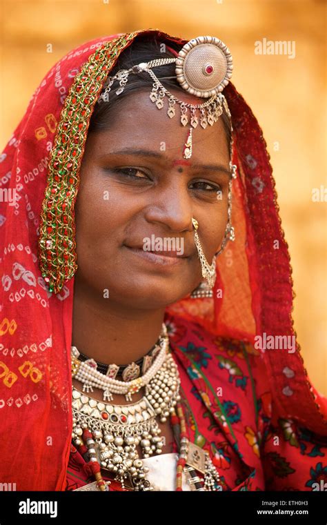 Portrait Of A Rajasthani Woman In Distinctive Rajasthani Dress And