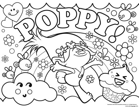 Poppy coloring page from dreamworks trolls category. Trolls Coloring Pages Free Pdf | Poppy coloring page ...
