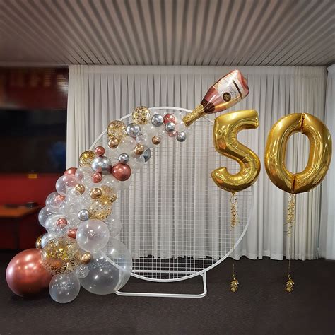 Champagne Shower Balloon Garland For A 50th Birthday Party Perth