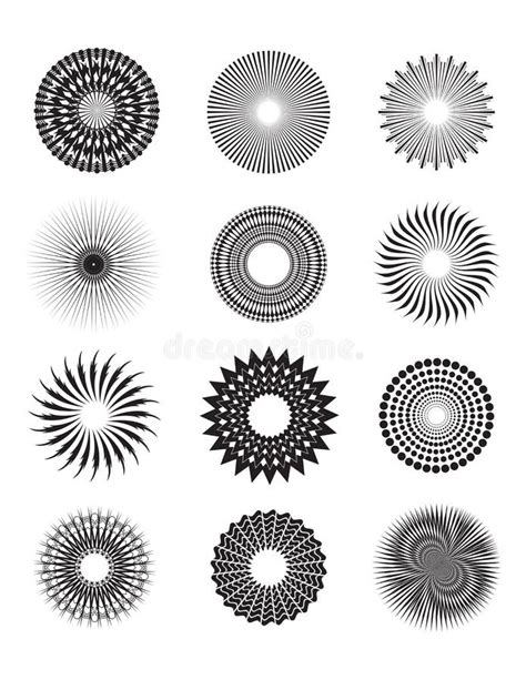 Circles Radial Vector Illustration Poster Template Set Stock Vector