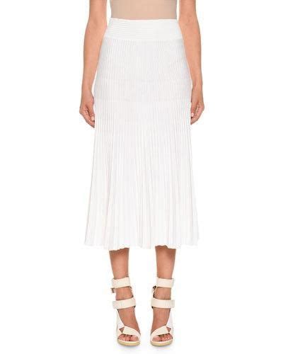 B4n7p Agnona Plisse Ribbed Cotton Silk A Line Midi Skirt White Skirts