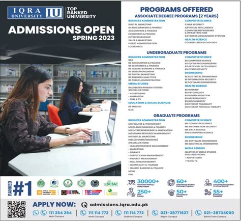 Iqra University Adp Graduate And Undergraduate Program Admissions 2023