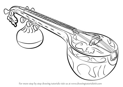 Learn How To Draw A Veena Musical Instruments Step By Step Drawing