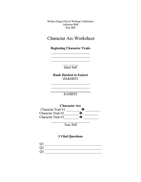Creating Compelling Character Arcs Worksheet Adrienne Bell 1