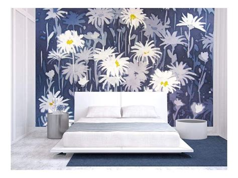 Wall26 Background Abstract Painting With Chamomile Flowers In White
