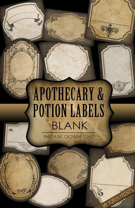 Potion Labels Apothecary Label Blank Wizard Steampunk Etsy Potion 7