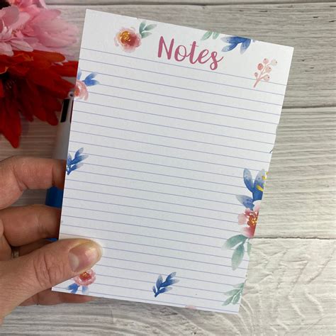 Floral Tear Off Notepad Flower Notepad Desk Notepad Notepad Etsy