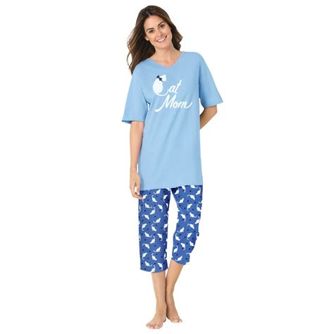 Dreams And Co Dreams And Co Womens Plus Size 2 Piece Capri Pj Set Pajamas 3x Cornflower Blue