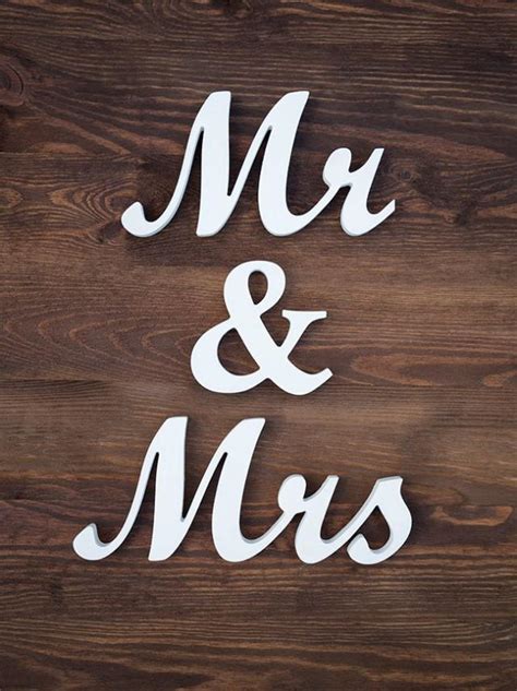 Check out our mr mrs home decor selection for the very best in unique or custom, handmade pieces from our shops. Mr And Mrs Wedding Sign Wooden Script Letters White Decor ...