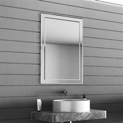 Jovol Frameless Rectangular Wall Mounted Double Layer Mirror Beveled Edge Vertical Andhorizontal