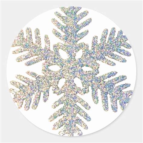 Glittery Snowflake Classic Round Sticker Zazzle